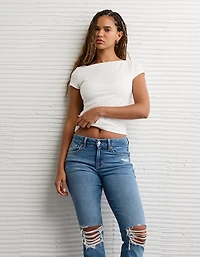 Jean à jambe semi-évasée seconde peau déchiré taille haute Next Level AE