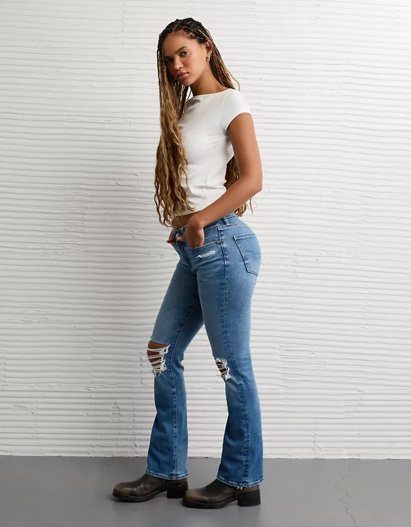 Jean à jambe semi-évasée seconde peau déchiré taille haute Next Level AE