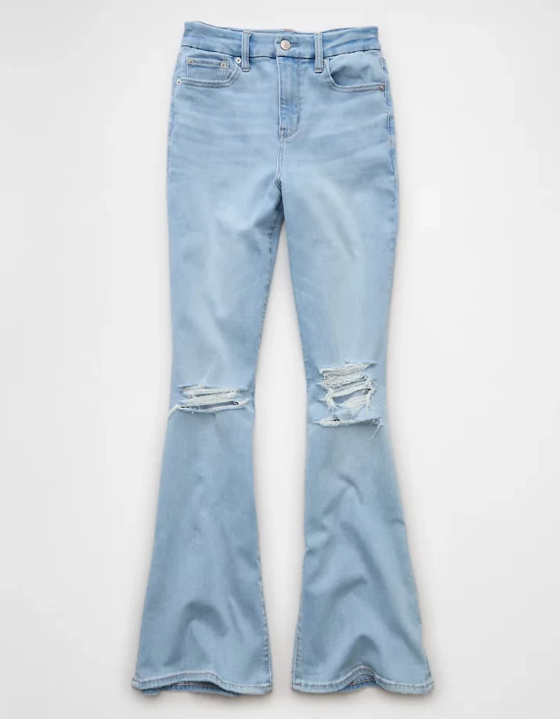 Jean à jambe évasée taille très haute déchiré en rondeur Next Level AE