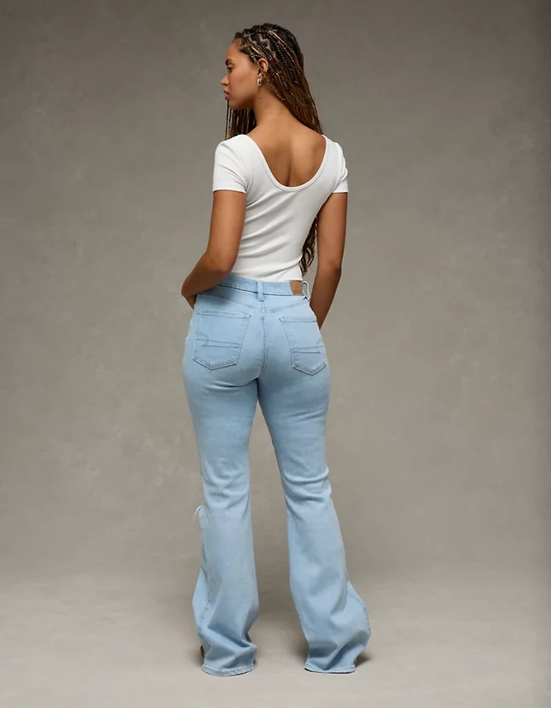 Jean à jambe évasée taille très haute déchiré en rondeur Next Level AE