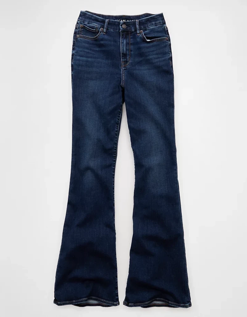 Jean à jambe évasée taille très haute en rondeur AE