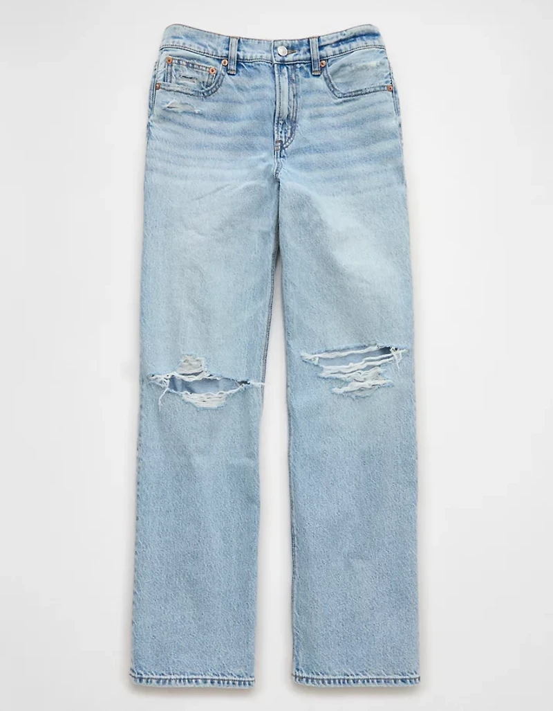 Jean-cigarette déchiré à taille haute rigide et extensible AE