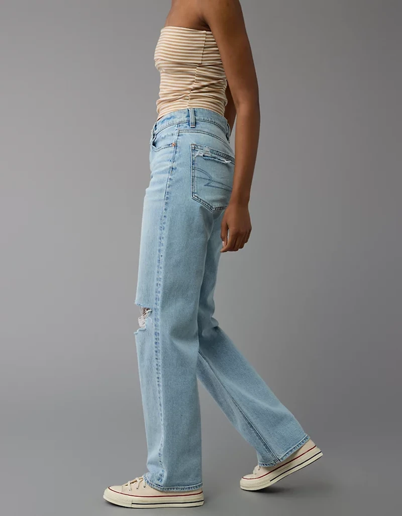 Jean-cigarette déchiré à taille haute rigide et extensible AE