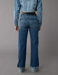 Jean-cigarette à revers taille haute extensible AE