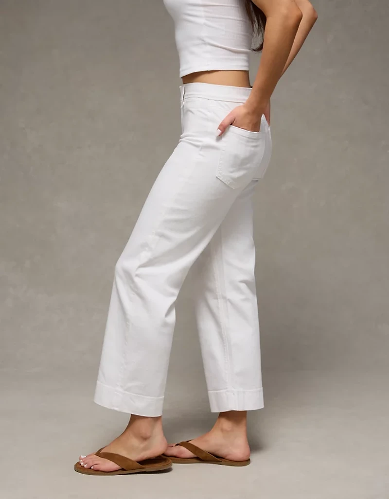 Jean-cigarette court à taille haute extensible AE