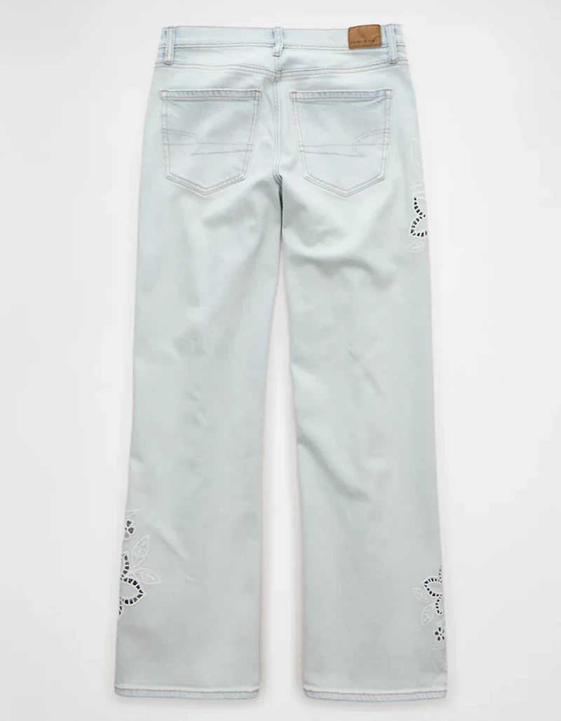 AE Stretch High-Waisted Embroidered Floral Stovepipe Jean