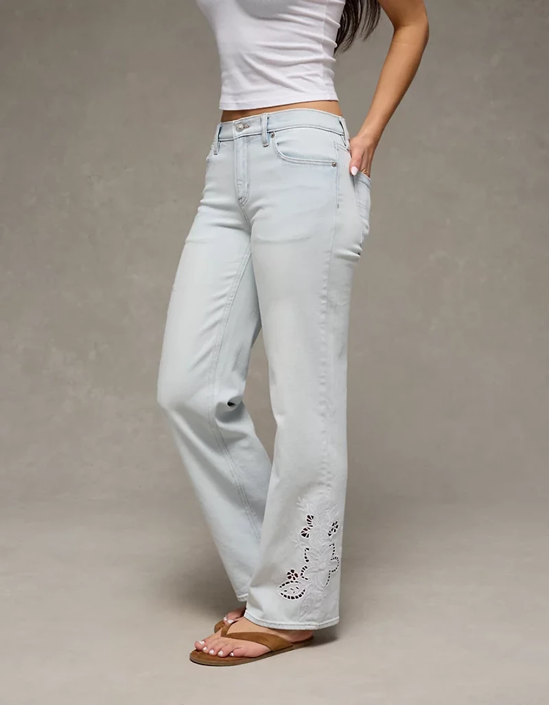 AE Stretch High-Waisted Embroidered Floral Stovepipe Jean