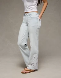 AE Stretch High-Waisted Embroidered Floral Stovepipe Jean