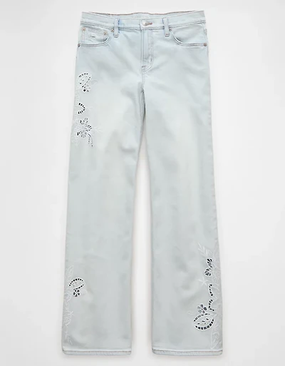 AE Stretch High-Waisted Embroidered Floral Stovepipe Jean