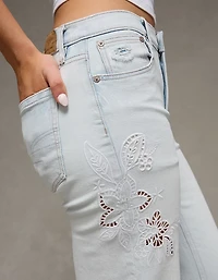 AE Stretch High-Waisted Embroidered Floral Stovepipe Jean