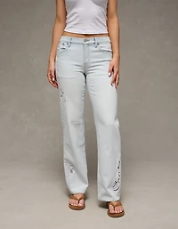 AE Stretch High-Waisted Embroidered Floral Stovepipe Jean