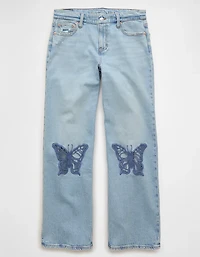 AE Stretch Butterfly Appliqué High-Waisted Stovepipe Jean