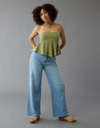 AE Dreamy Drape Stretch Curvy Super High-Waisted Baggy Wide-Leg Jean