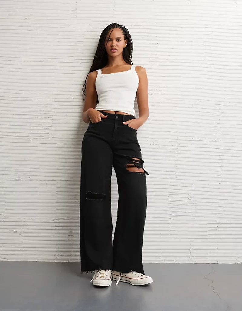 AE Dreamy Drape Stretch Curvy Super High-Waisted Baggy Wide-Leg Jean