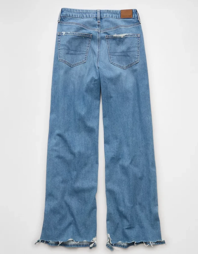 Jean ample à jambe large taille très haute déchiré en rondeur et extensible Drapé de rêveAE