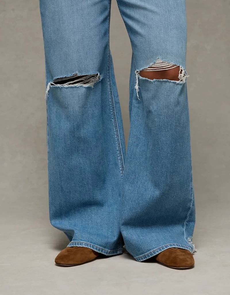 AE Dreamy Drape Stretch Curvy Ripped Super High-Waisted Baggy Wide-Leg Jean