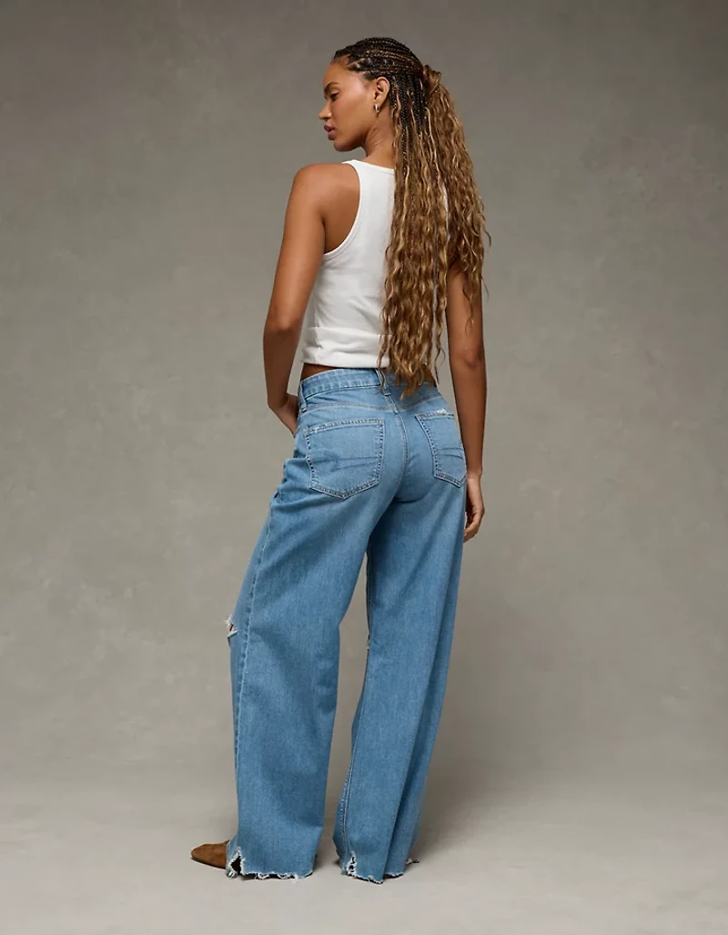 Jean ample à jambe large taille très haute déchiré en rondeur et extensible Drapé de rêveAE