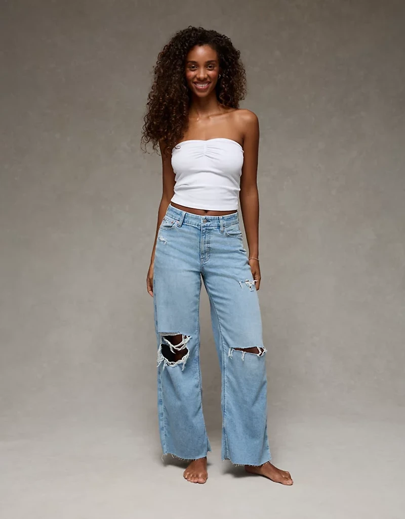 AE Dreamy Drape Stretch Curvy Super High-Waisted Baggy Wide-Leg Jean