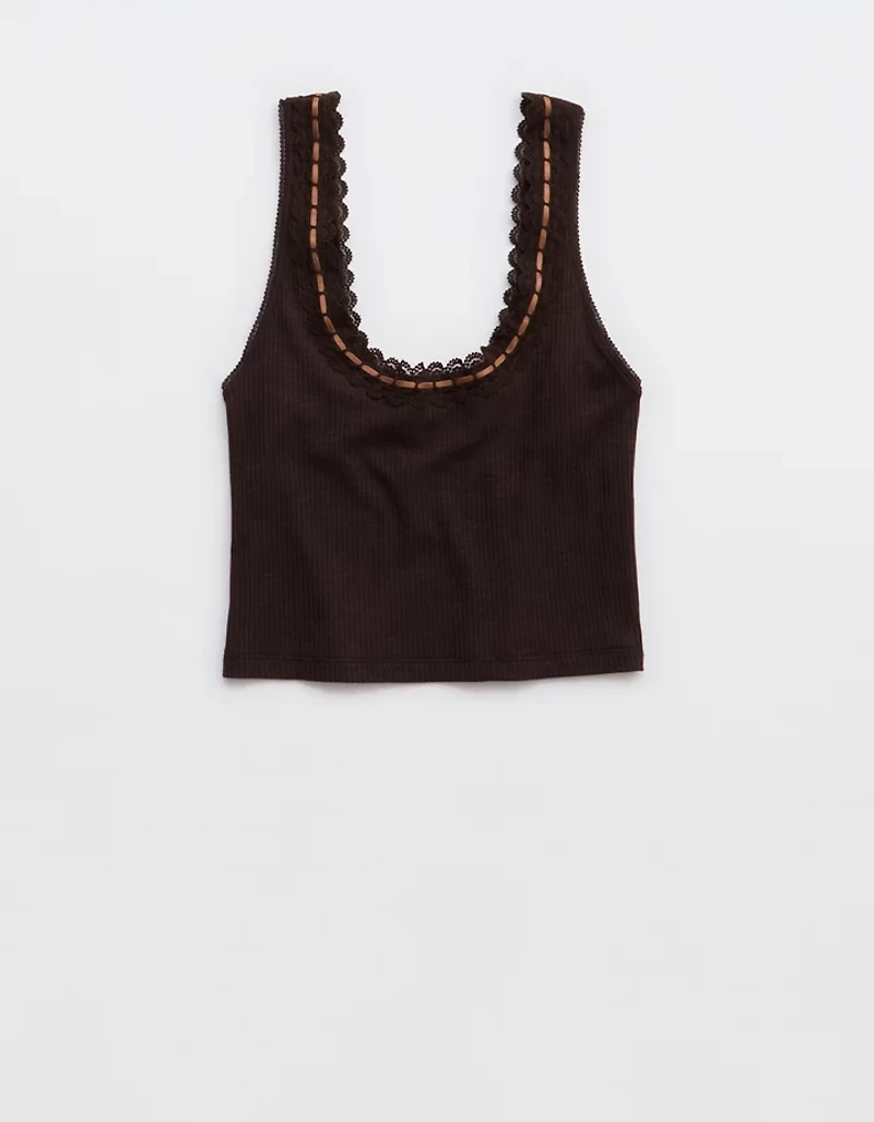 Superchill Cotton Rib Lace Tank Top