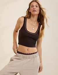 Superchill Cotton Rib Lace Tank Top