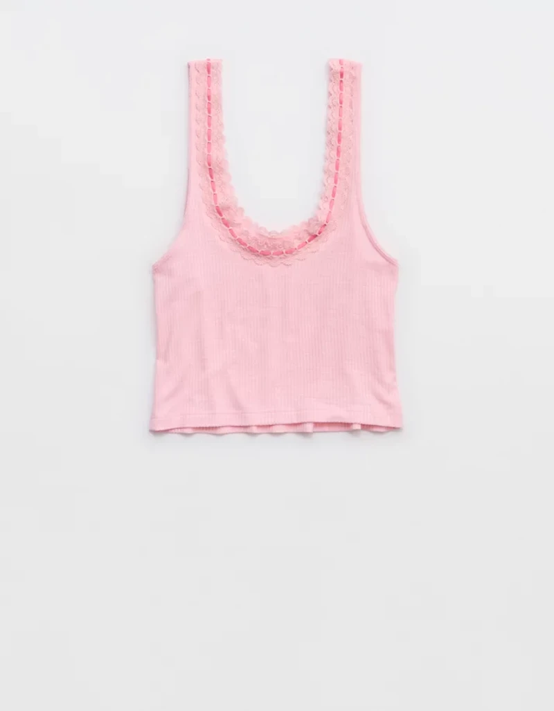 Superchill Cotton Rib Lace Tank Top
