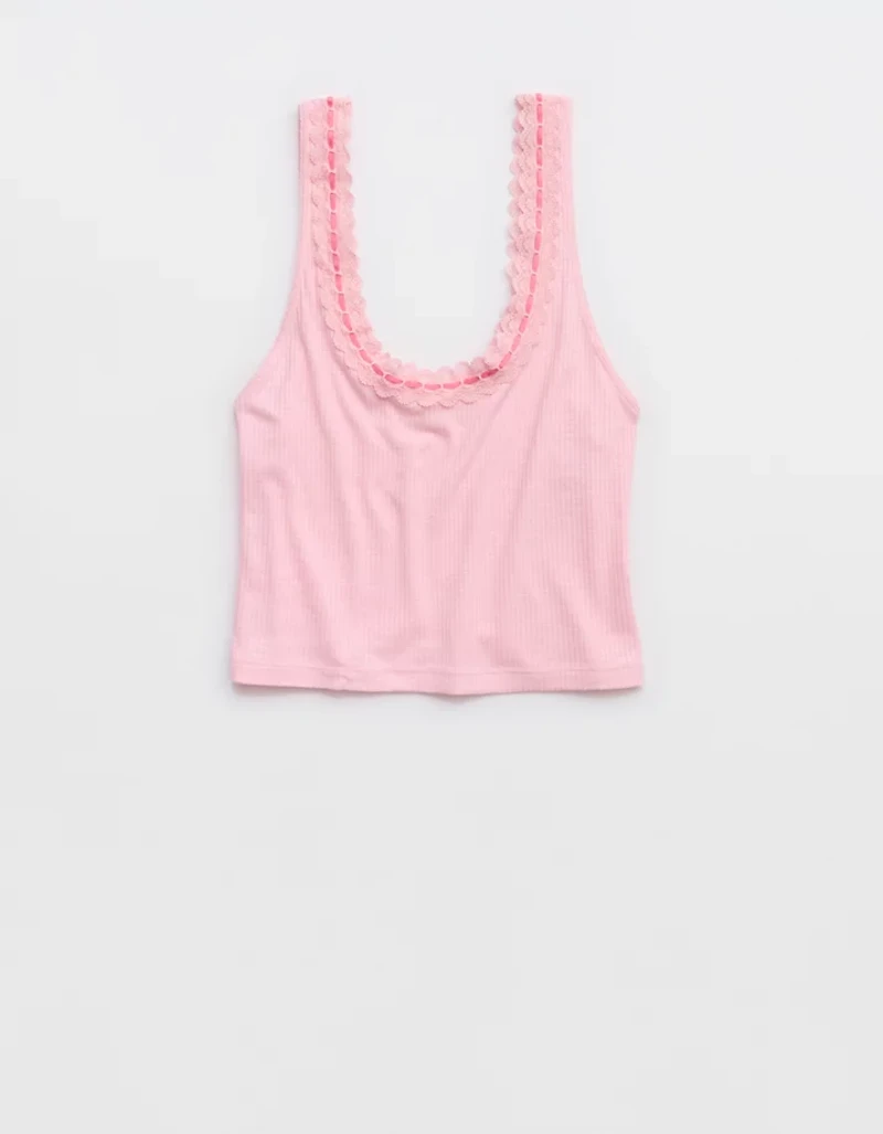 Superchill Cotton Rib Lace Tank Top