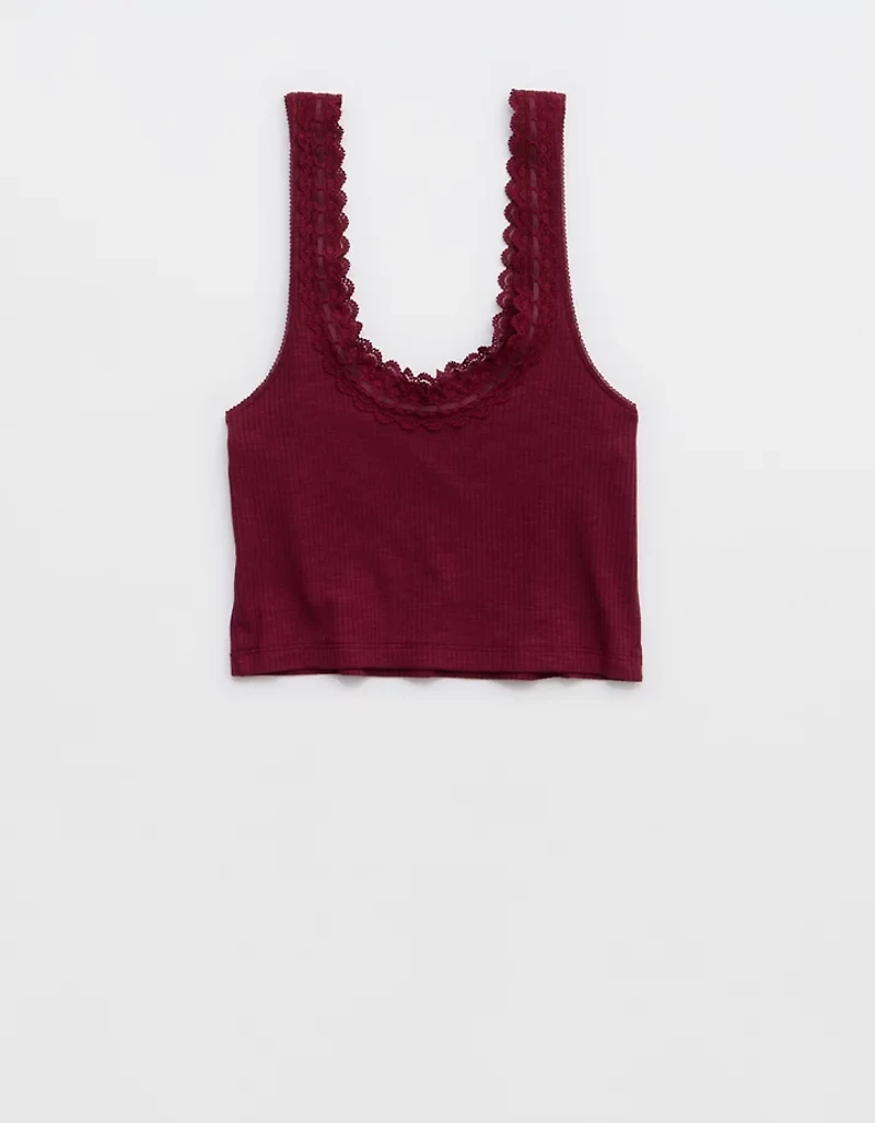 Superchill Cotton Rib Lace Tank Top