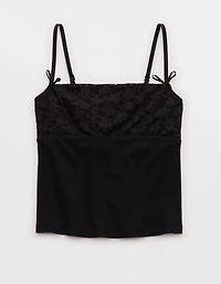 Superchill Cotton Rib Festival Lace Tank Top
