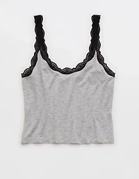 Superchill Modal Rib Lace Trim Tank Top