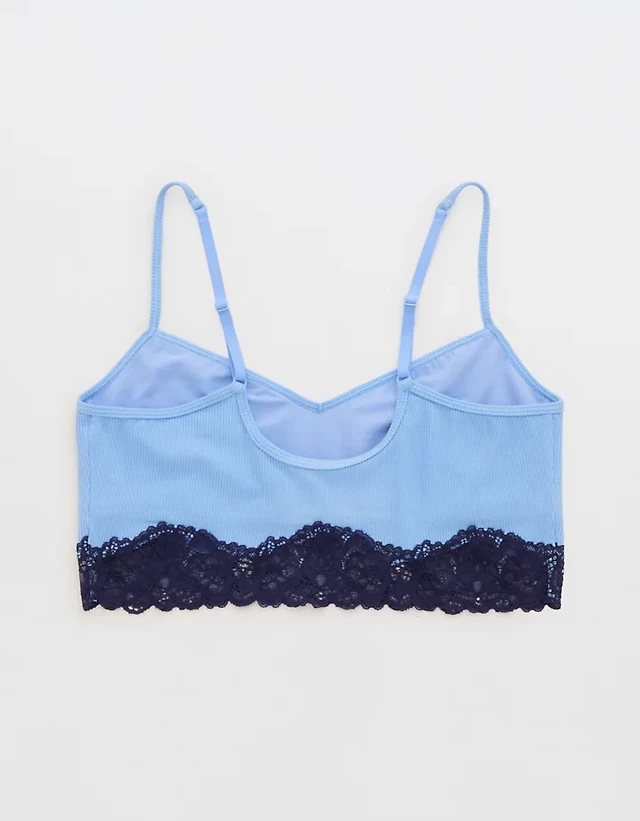 OVERSLEPT by Aerie Real Soft® Ribbed Lace Bra Top