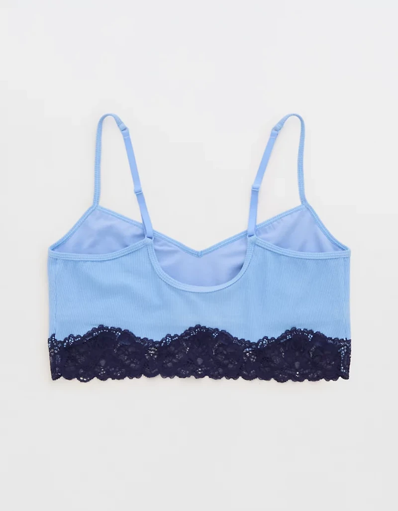 OVERSLEPT by Aerie Real Soft® Ribbed Lace Bra Top
