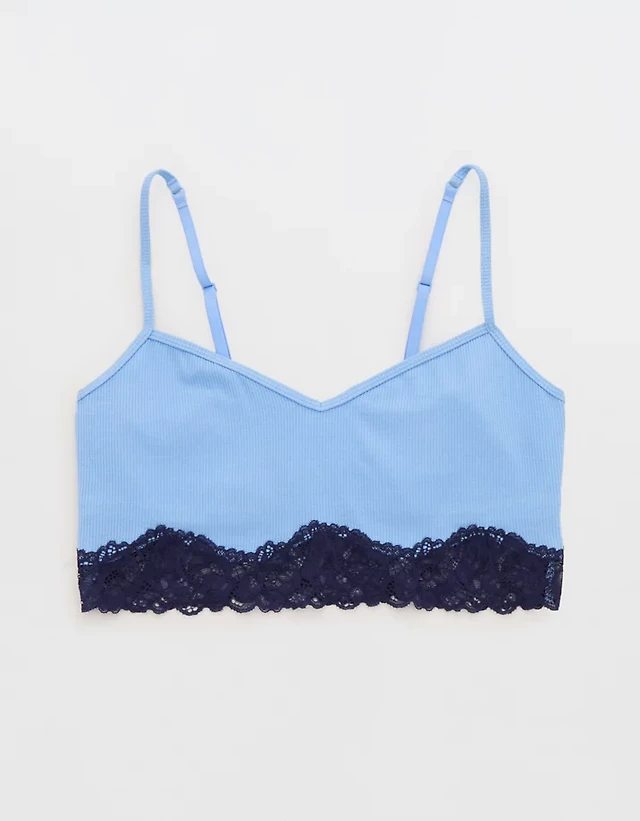 OVERSLEPT by Aerie Real Soft® Ribbed Lace Bra Top