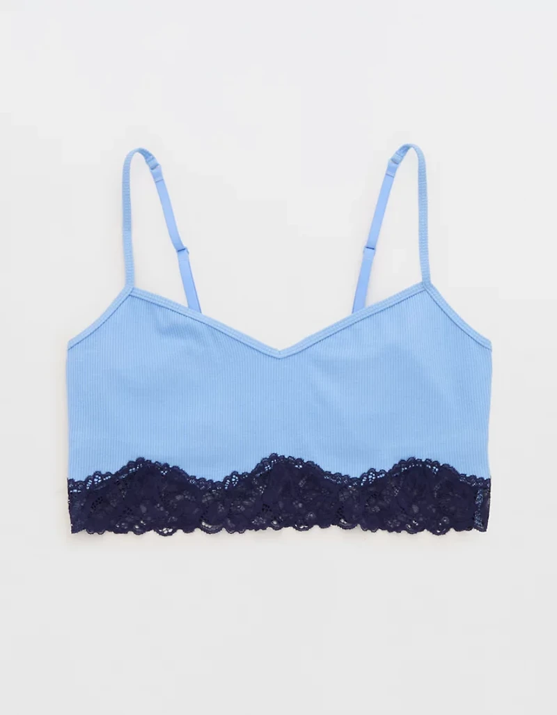 OVERSLEPT by Aerie Real Soft® Ribbed Lace Bra Top