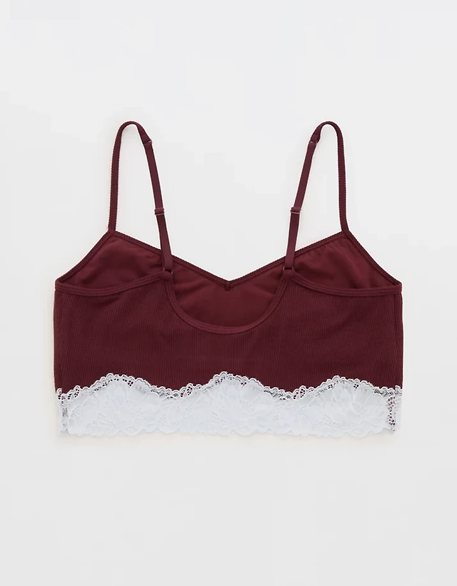 OVERSLEPT by Aerie Real Soft® Ribbed Lace Bra Top