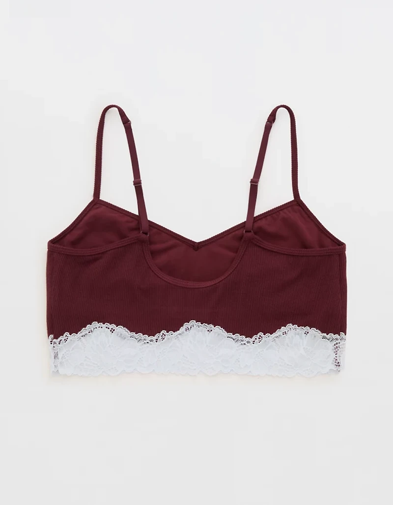 OVERSLEPT by Aerie Real Soft® Ribbed Lace Bra Top