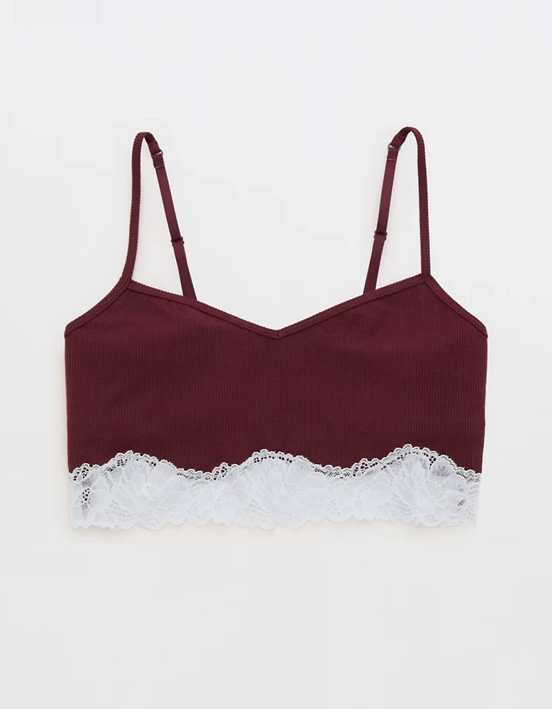 OVERSLEPT by Aerie Real Soft® Ribbed Lace Bra Top