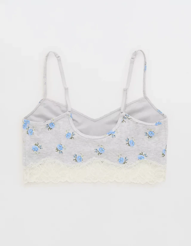 OVERSLEPT by Aerie Real Soft® Ribbed Lace Bra Top