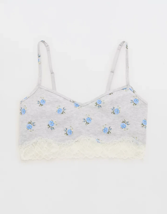 OVERSLEPT by Aerie Real Soft® Ribbed Lace Bra Top