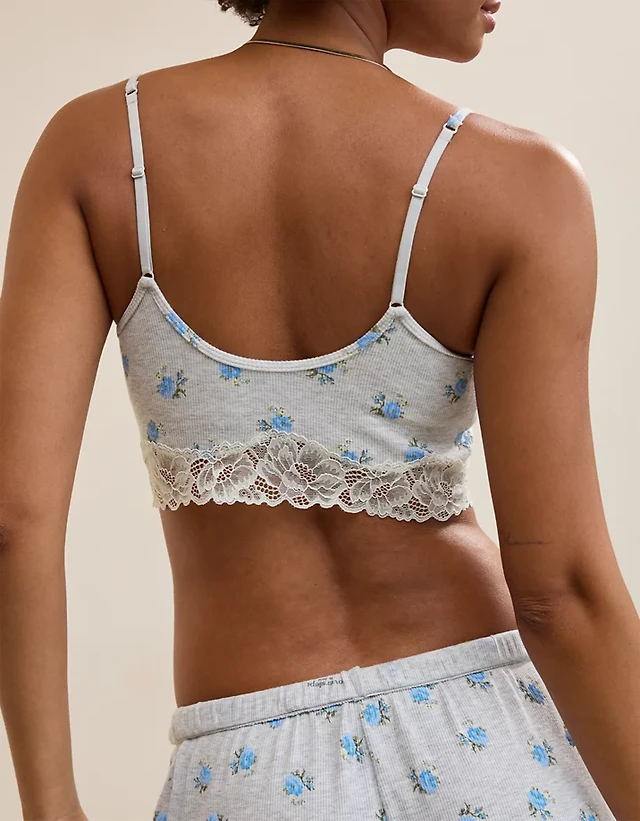 OVERSLEPT by Aerie Real Soft® Ribbed Lace Bra Top