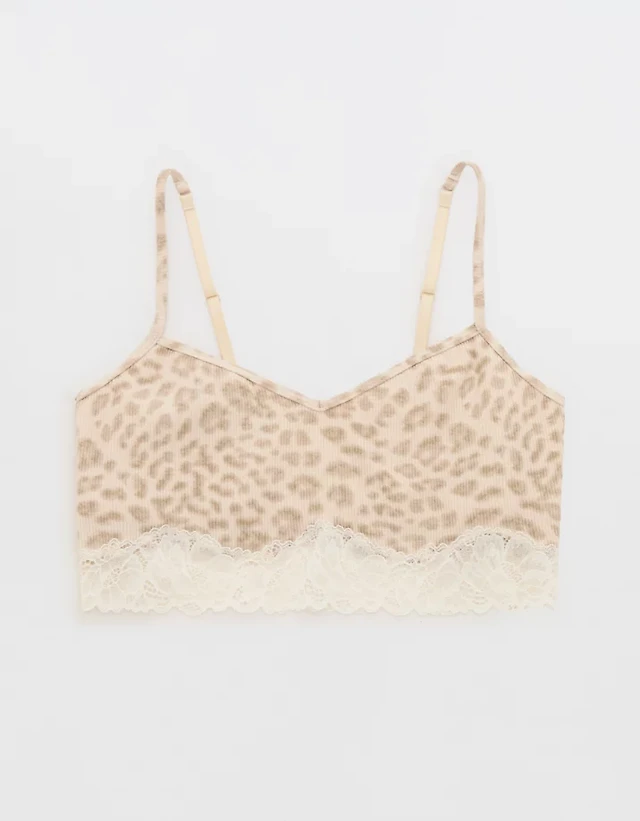 OVERSLEPT by Aerie Real Soft® Ribbed Lace Bra Top