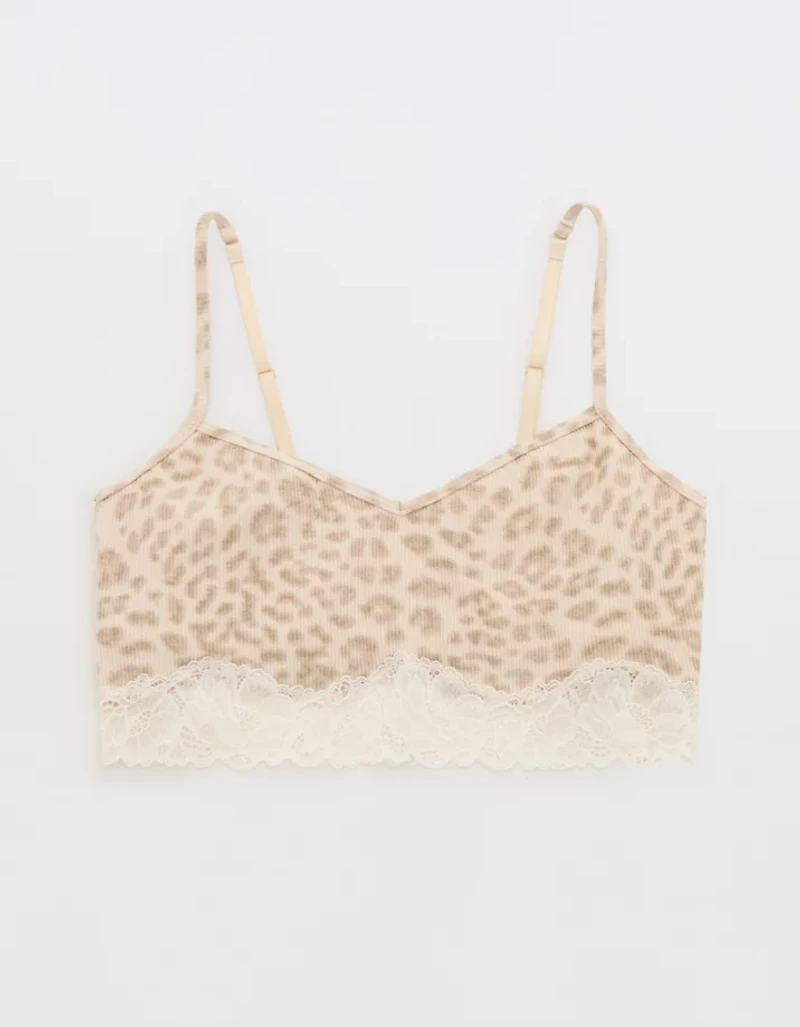 OVERSLEPT by Aerie Real Soft® Ribbed Lace Bra Top