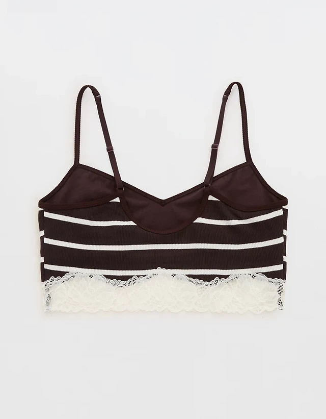 OVERSLEPT by Aerie Real Soft® Ribbed Lace Bra Top