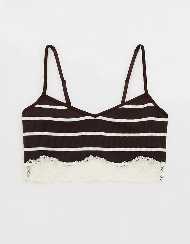 OVERSLEPT by Aerie Real Soft® Ribbed Lace Bra Top