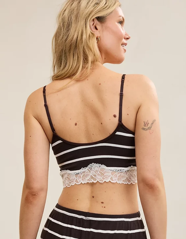 OVERSLEPT by Aerie Real Soft® Ribbed Lace Bra Top