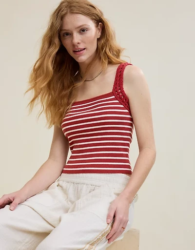 Aerie Crochet Sweater Tank Top