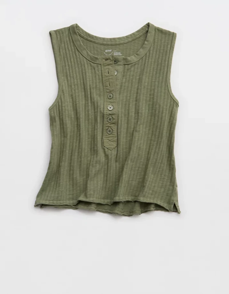 Aerie Shadow Stripe Henley Tank Top