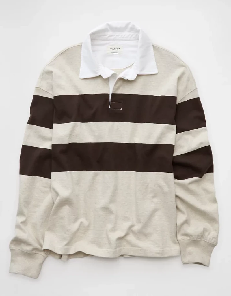 AE Long Sleeve Boxy Rugby Polo Shirt
