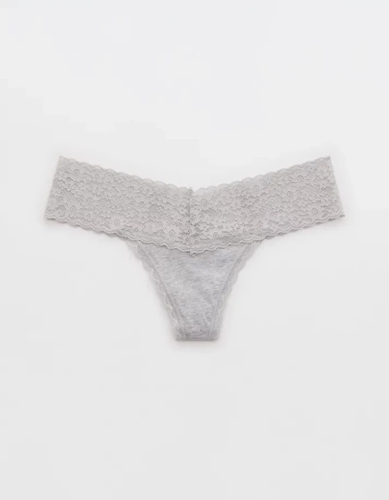 Superchill Vintage Lace Cotton Thong Underwear