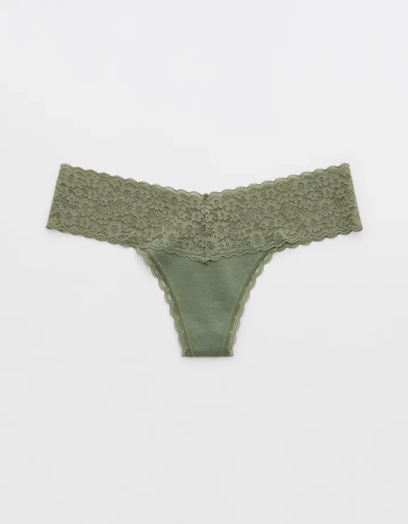 Superchill Vintage Lace Cotton Thong Underwear