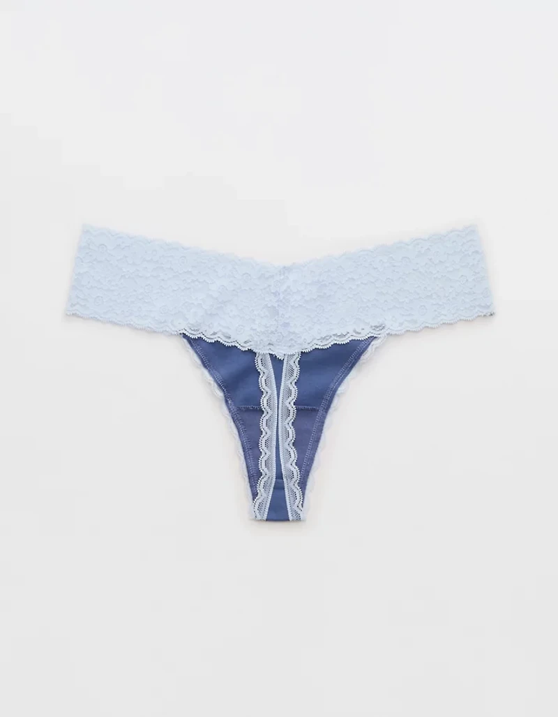 Superchill Vintage Lace Cotton Thong Underwear
